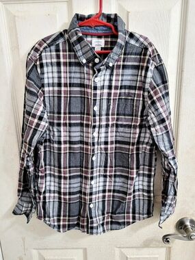 Express Plaid Button Down Shirt Gray & White Size Large